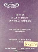 Norton-Norton 14\" and 18\" Type U-4, Grinders Instructions and 2041-2 Parts Manual 1959-14\"-18\"-U-4-01